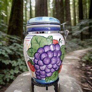 Large Capriware Michael's Orchard Vintage Ceramic Storage Jar 10x7" New OS